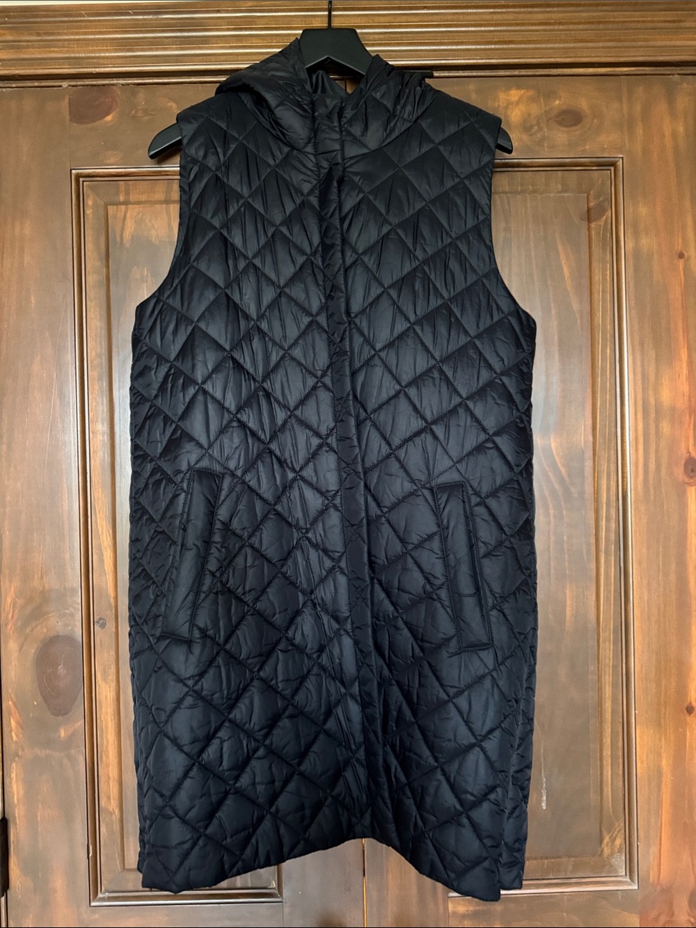 Eileen Fisher Long Puffer Vest with Hood